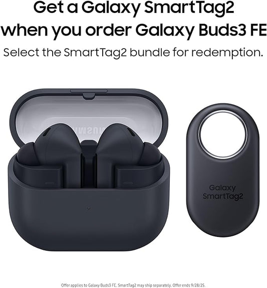 SAMSUNG Galaxy Buds 3 FE (2025) + Galaxy SmartTag2, True Wireless Bluetooth Earbuds, Active Noise Cancellation, Powerful Sound, Clear Calls, Long Lasting Battery, Black [US Version, 2 Year Warranty]