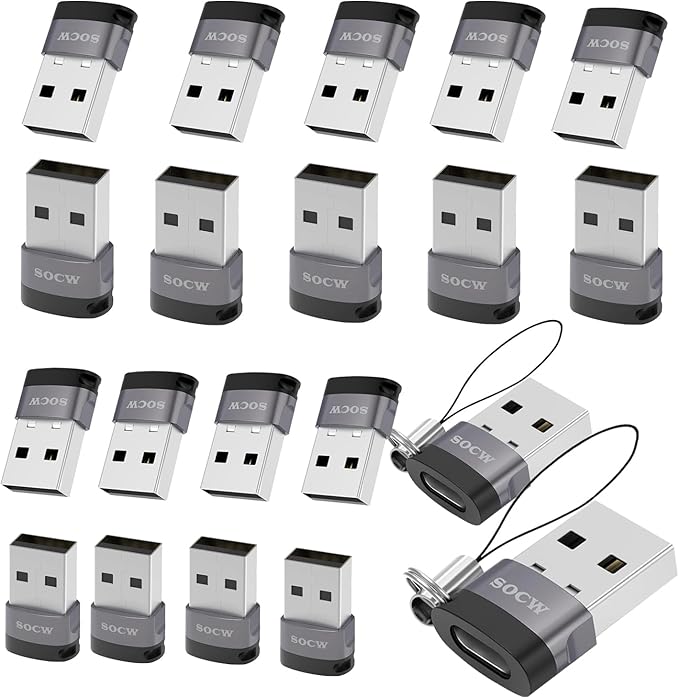 USB C Female to USB Male Adapter 2.0 (Grey, 20)