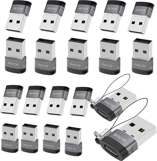 USB C Female to USB Male Adapter 2.0 (Grey, 20)