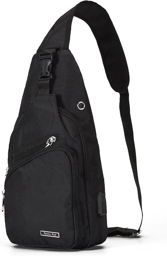 Seoky Rop Men Women Sling Backpack Anti Theft Crossbody Shoulder Chest Bag with USB Charging Port