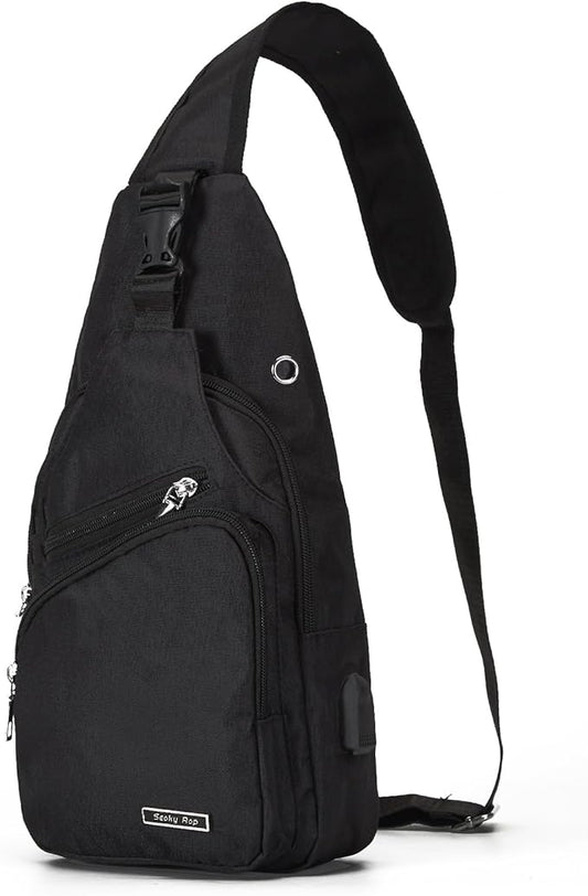 Seoky Rop Men Women Sling Backpack Anti Theft Crossbody Shoulder Chest Bag with USB Charging Port