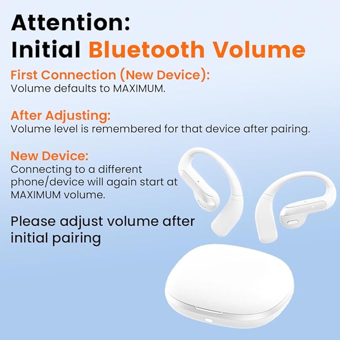 Wireless Earbuds Bluetooth Headphone Sport, 2025 Bluetooth Earbuds Stereo Deep Bass Over Ear Bud with Earhooks, ENC Noise Cancelling Mic,Waterproof Earphone for Workout/Running-White