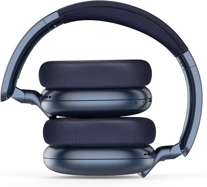 RORSOU C6 Active Noise Cancelling Headphones, Wireless Over Ear Bluetooth Headphones, 60H Playtime, Lightweight Folding Deep Bass Comfort Fit Ear Cups Headset with Mic for iPad/Travel/PC/Home Blue