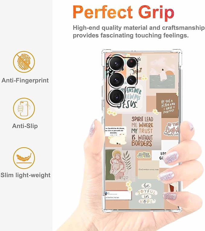 Case for Samsung Galaxy S23 Ultra with Christian Quotes Design,Jesus God Bible Verse Pattern,Clear Soft TPU Bumper Phone Cover,6.8"(Christian,S23U)