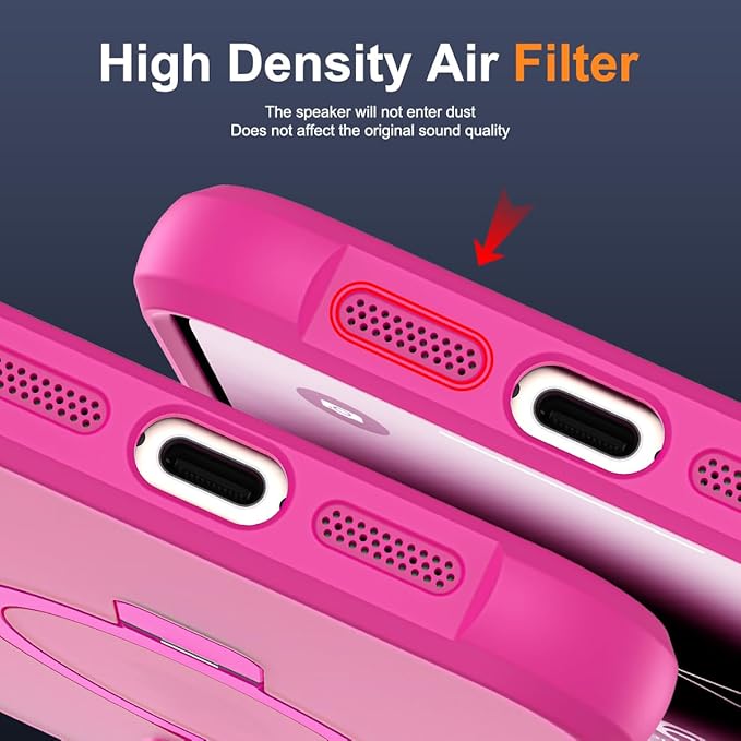 Compatible with iPhone 14 Pro Case with Invisible Magnetic O-Ring Stand Military-Grade Translucent Case for iPhone 14 Pro 6.1" [Compatible with Mag-Safe][Great Grip Feeling], Rose