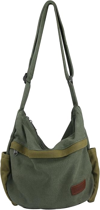 Large Canvas Messenger Bag with Multiple Pockets for Men and Women, Crossbody Shoulder Tote Hobo Laptop Bag