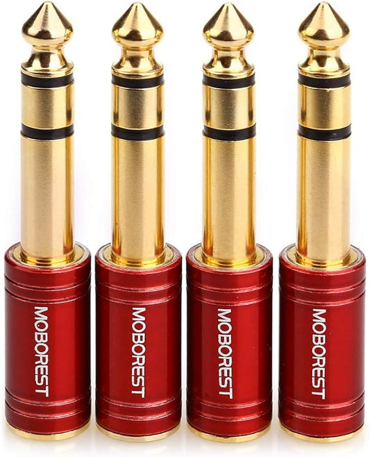 MOBOREST 4PCS 1/4 Inch to 3.5mm TRS Headphones adapte, Upgrade 6.35mm Pure Copper to 1/8 Inch Jack Female Stereo Adapter for Headphone amp adapte etc - Fashion Red