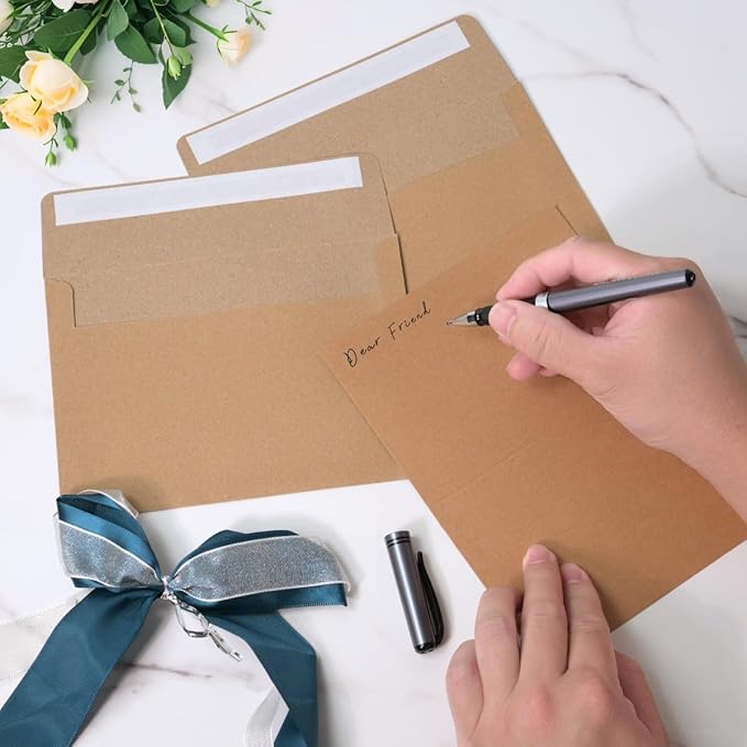 Keketer A2 Kraft Envelopes 80 Pack Self - Seal, for 5x7 Cards, Weddings, Invitations, Baby Shower 4.375 x 5.75 Inches
