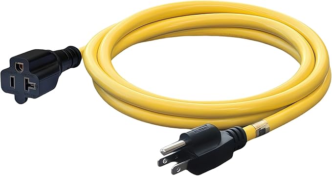 6-Feet 15 Amp Household AC Plug to 20 Amp T Blade Adapter Cable，14AWG 6-Foot 15 Amp to 20 Amp Plug Adapter Cord Nema 5-15P to 5-15R/5-20R 20Amp Comb AC Power Cord, Yellow