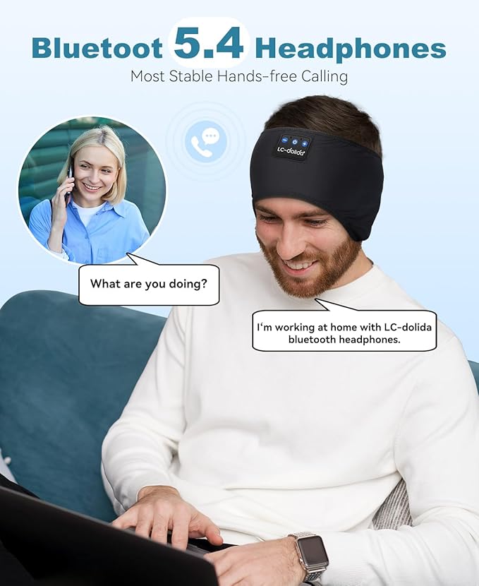 LC-dolida 2-Pack Sleep Headphones Bluetooth 5.4, Sports Bluetooth Headband Headphones Wireless with Ultra-Thin HD Stereo Speaker for Sleeping Gift Workout Yoga Travel Meditation