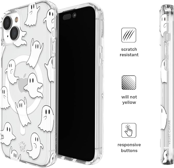VELVET CAVIAR for iPhone 15 Case Halloween Ghost - Compatible with MagSafe - 10ft Drop Tested - Cute Fall Theme