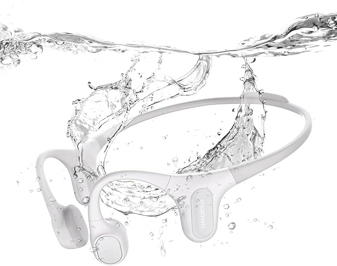 Run Plus Bone Conduction Headphones, IP68 Waterproof Swimming Earphones, Bluetooth Open Ear Wireless Headphones with 32G MP3, Secure Fit Design for Running, Swimming, Cycling, Workouts, Gray