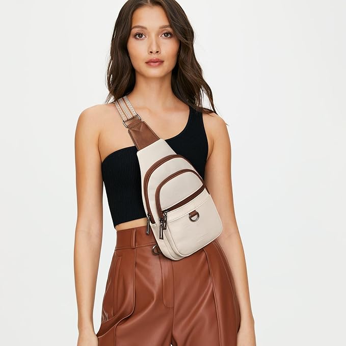 Womens Sling Bag Crossbody Bags for Women Vegan Leather Sling Backpack Daypack Fanny Pack Crossbody Purse Travel