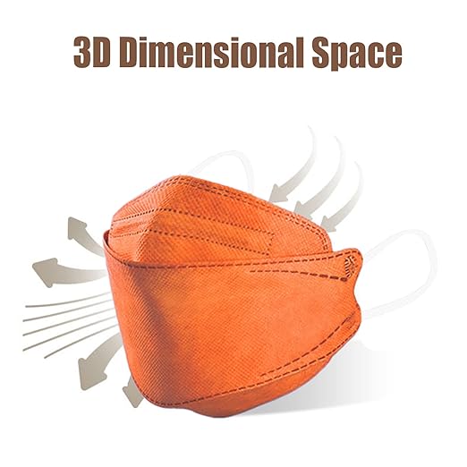 akgk KN95 Face Masks 50 Pack, 5-Ply Disposable Tangerine Face Mask Against PM 2.5 Smoke and Dust
