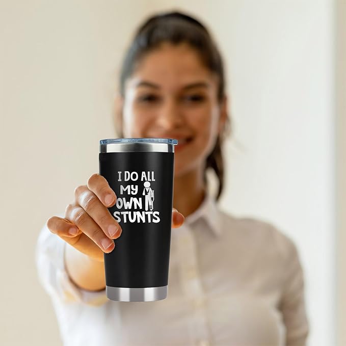 Broken Arm Gifts - Funny Get Well Soon Knee Surgery & Hospital Gifts - I Do All My Own Stunts 20 Oz Stainless Steel Tumbler