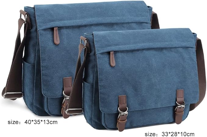 Messenger Bag for Men Retro, Canvas Satchel casual Briefcases Laptop Bag fit 13.3 15.6 Inch