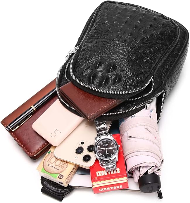 KPYWZER Vintage Leather Sling Bag Backpack for Men Crossbody Shoulder Chest DayPack Backpacks