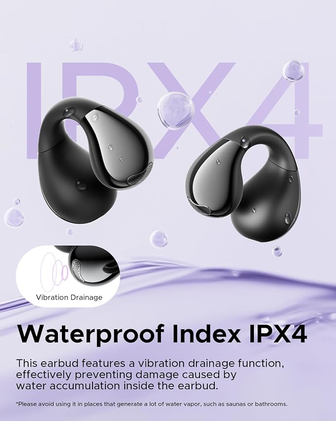 truefree B1 Open-Ear Wireless Earbuds, Bluetooth 5.4 Headphones with Spatial Audio, Ultra-Light Clip-On Fit, 25H Battery, Fast Charging, Multipoint Connection, App Customization, Workouts, Commute