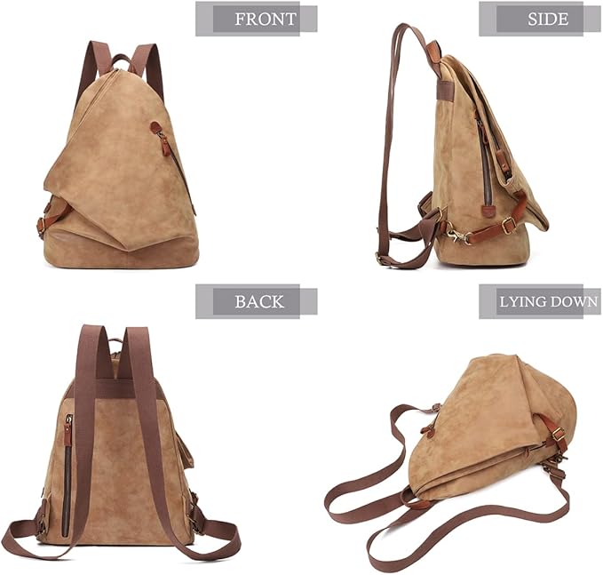 KL928 PU Leather Vintage Backpack – Large Casual Daypack Outdoor Travel Rucksack Hiking Backpacks for Men Women