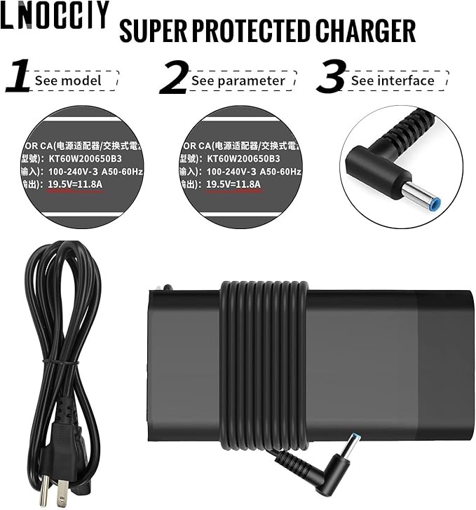 2025 New Slim 230W AC Charger for HP Omen 15 16 17 Gaming Laptop ZBook Fury 16 G8 G9 G10 TPN-LA10 TPN-Q265 Laptop Power Adapter(4.5mm*3.0mm)