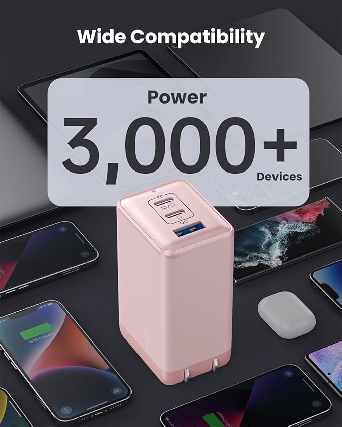 150W USB C Charger Block,GaN III Compact Foldable Wall Charger 3 Port Fast Charging Station,PD QC PPS Portable USB C Hub 100W Laptop Adapter for MacBook Pro/Air,iPad,iPhone 16/Pro,Galaxy S24,Dell etc