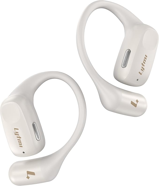 Lytmi CozyFit Open Ear Headphones, 0.23oz Ultra-Light Comfortable Wireless Earbuds, 0.6mm Thinnest Earhooks, Bluetooth 5.4, Clear Audio, 30 HRS Playtime, IPX5 Waterproof Earphones with Mic-White