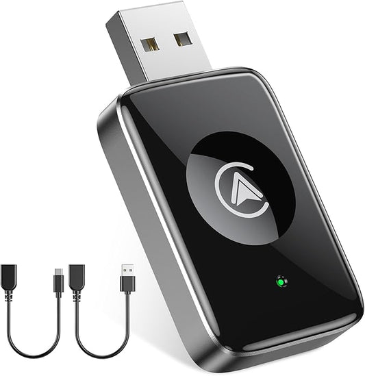 Wireless Carplay Adapter for iPhone & Android, Mini 2-in-1 CarPlay Dongle, Plug & Play, No Delay, Convert Wired to Wireless Bluetooth Apple Carplay, with USB&USB-C, for Apple iOS 10+ and 2016+ Cars