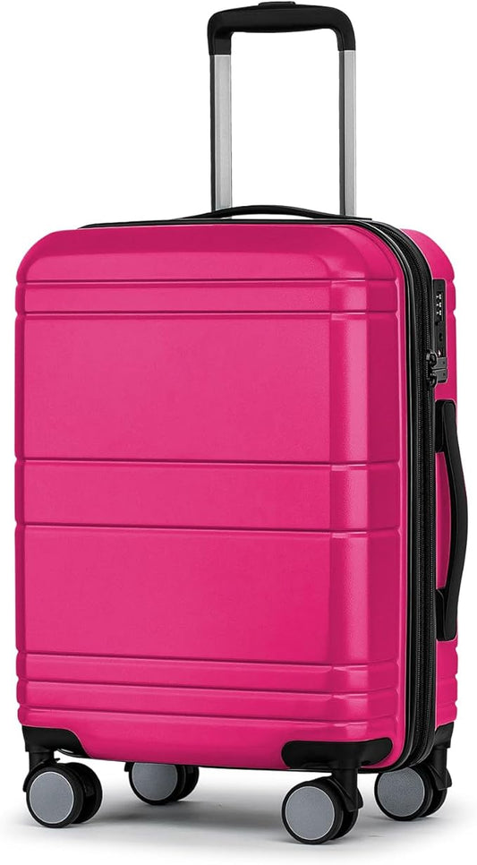 KYME Carry On Luggage 22x14x9 Airline Approved with TSA Lock Hard Shell Carry On Suitcase Lightweight Suitcases with Wheels Small Luggage for Men Women,Carry-On 20 Inch,Magenta