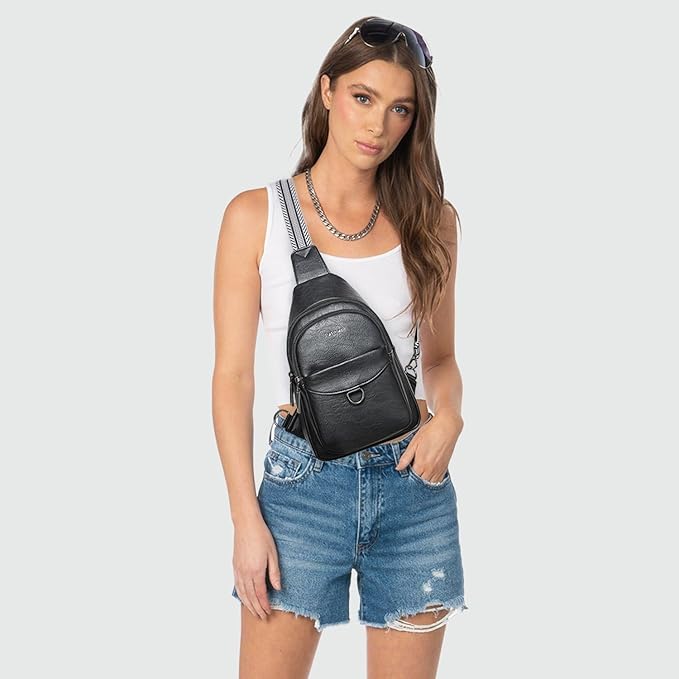 7L Sling Bag for Women Men Crossbody Belt Bag Small Travel Sling Backpack Anti Theft Chest Daypack Purse Faux Leather