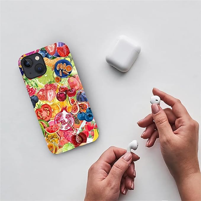 Case for iPhone 15 Plus,Summer Fruit Collage for Woman Men Full Body Protective Cover Shockproof 2 in 1 Silicone + Hard PC Case for iPhone 15 Plus