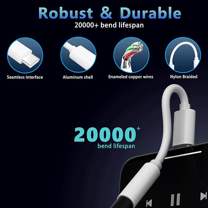 [MFi Certified] 2 Pack Headphone Adapter for iPhone 16 15,USB Type C to 3.5mm Female Headphone Jack Adapter Aux Audio Dongle Compatible with iPhone 16/16 Plus/16 Pro/16 Pro Max/15/15 Pro/15 Pro Max