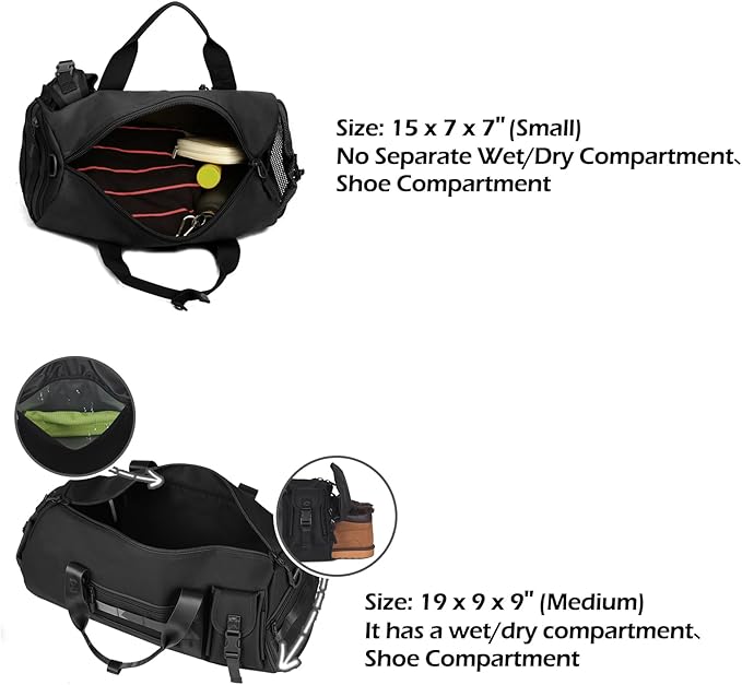 ArcEnCiel Small Tactical Duffle Bag Men Gym Pack Military Molle Shoulder Bags Shoes Storage Sports Handbag with Patch (Black)