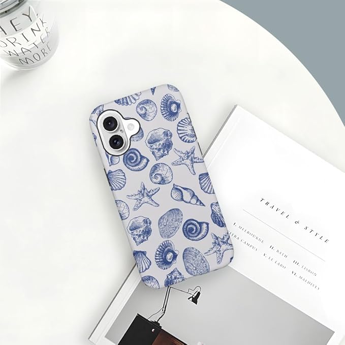 DAIZAG Case Compatible with for iPhone 16,Cute Blue Seashell Phone Case for iPhone 16 for Girl Women Boy Men