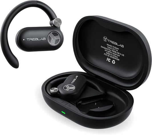 TREBLAB X-Open - True Open Ear Wireless Earbuds, Lightweight Comfort, Behind-Ear Fit, Immersive Sound, Dual Mic for Calls, 40H Playtime, Bluetooth Headphones Open Ear for Sports, Workout, Running