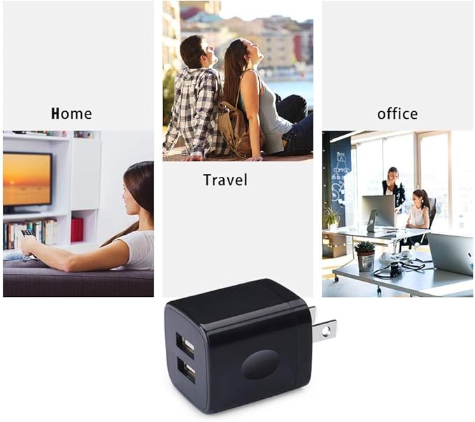 Charger Box, Charging Cube 5 Pack, Dual USB Wall Charger 5V 2A Power Adapter Charging Block Brick Outlet Plug for iPhone 15 14 13 12 11, iPad, Samsung Galaxy S25 S24 S23 FE A53 A15 A13 S22 S21 FE S20
