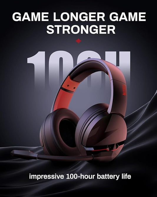 acer Wireless Gaming Headset, PS5 Headset with 2.4GHz for Ps5, Ps4, PC, Switch, Bluetooth 5.3 + 100Hrs Gaming Headphones with Noise Canceling Mic for Laptop, Mobile, Mac, 50mm Drivers (Red)