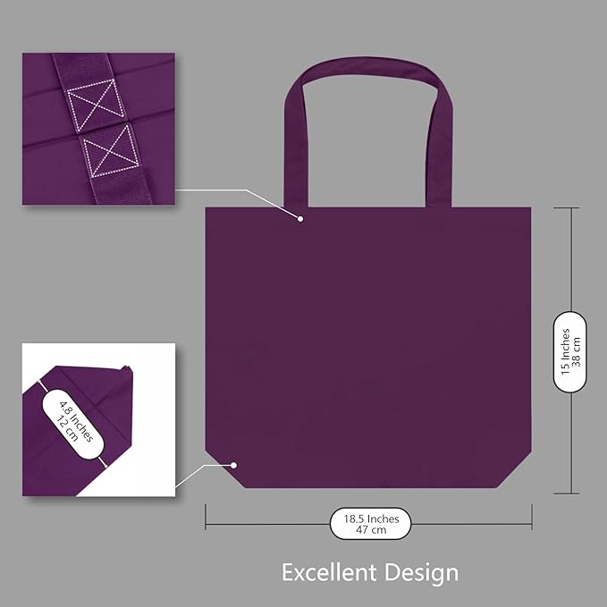 TOPDesign 1-Pack Super Strong Large 12oz Cotton Canvas Tote Bag, Reusable Grocery Shopping Cloth Bag, Fashionable Two-Tone Tote for Crafts, DIY Your Creative Designs