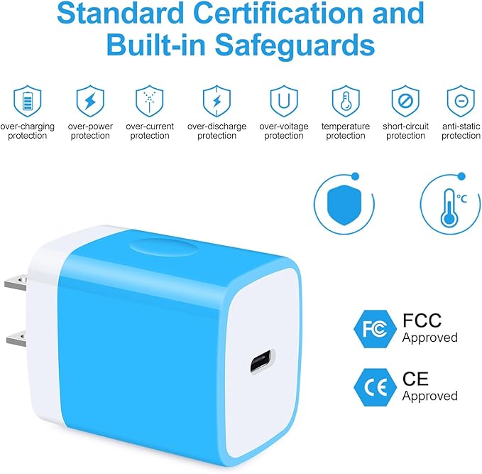 USB C Wall Charger, 20W PD Type C Fast Charging Block & 6ft Cable Compatible with Google Pixel 10/10 Pro XL/9a/9 XL 8a 8 7a 7 6 5, Samsung Galaxy S24/S23/S22/S21 FE/Z Fold