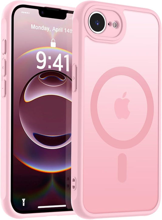 MOCCA Strong Magnetic for iPhone 16e Case [Compatible with Magsafe] [Full Camera Protection] Slim Translucent Matte Shockproof Cover for iPhone 16e Phone Case 6.1'',Pink
