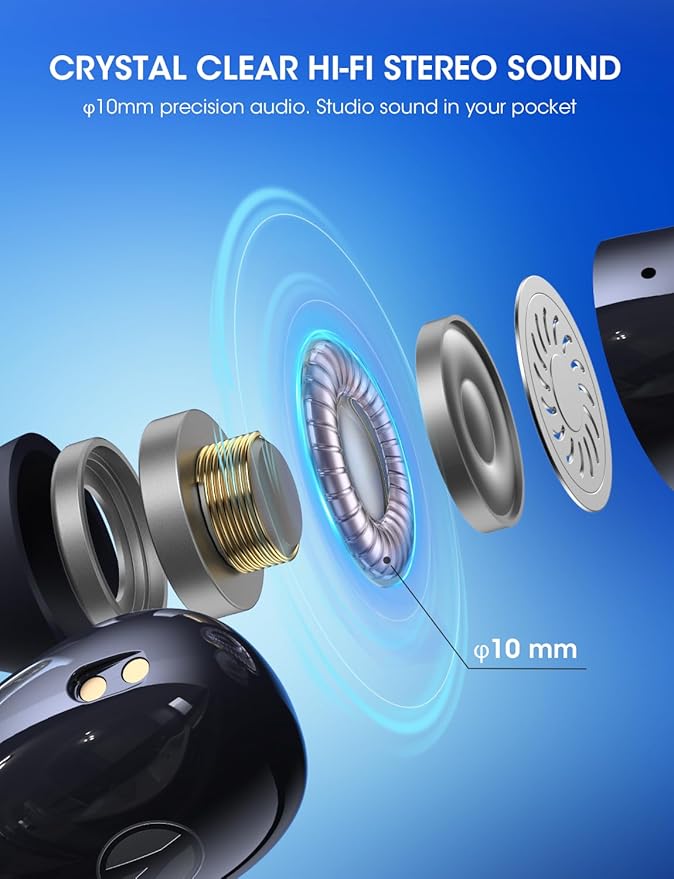 Clip on Earbuds, Open Ear Earbuds Wireless Bluetooth 5.4 with Mic, Open Ear Headphones with Charging Case LED Display, 44H Play, IP54 Waterproof, Lightweight Comfort for Running Sport Workout (Black)