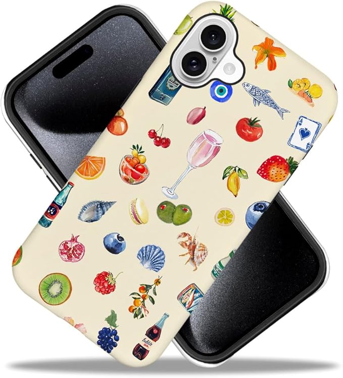 DAIZAG Case Compatible with iPhone 16 Plus,Fit Shockproof Cover for Women Girls,Fruit Flower Seashell Aesthetic