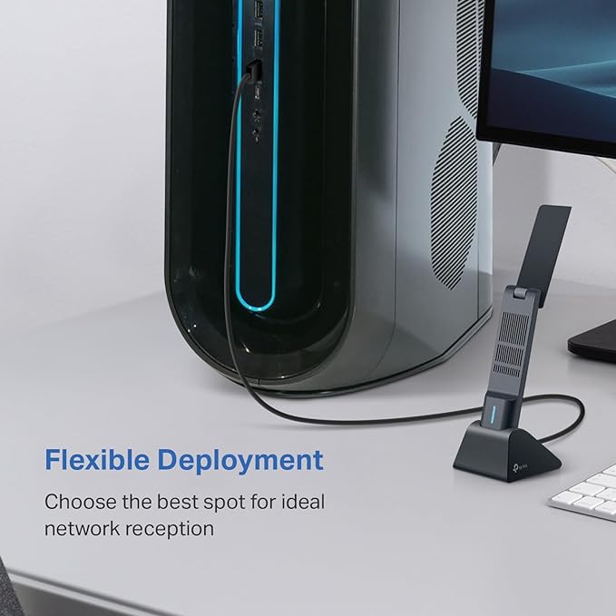 TP-Link AXE5400 WiFi 6E USB Adapter for Desktop PC (Archer TXE70UH) Tri-Band Wireless Network Adapter, Ultra-Low Latency, MU-MIMO, OFDMA, Refined Security, WPA3, Supports Windows 11/10