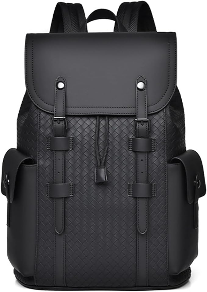 KingTo Laptop Backpack for Men Luxury Anti-Theft Travel Backpack Casual Business Waterproofing Computer Bag (woven black)