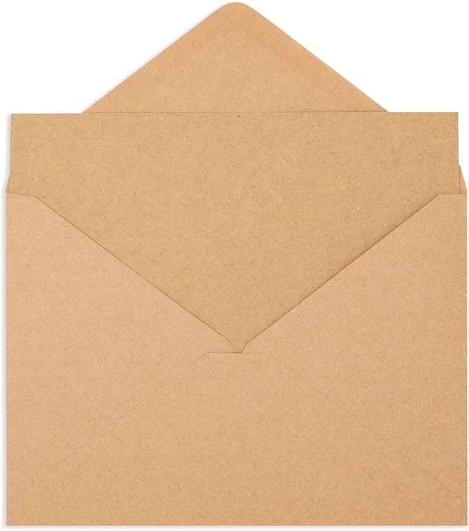 Best Paper Greetings 50 Pack Blank Cards and Envelopes 5x7, Kraft Paper A7 Notecards for DIY Open When Letters, Wedding Invitations, Birthday Cards