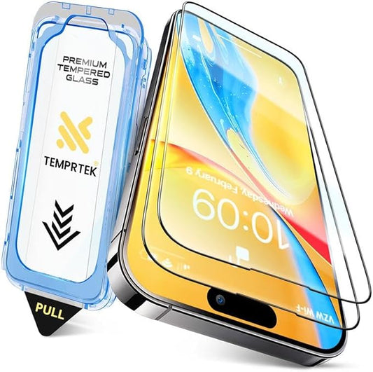 TEMPRTEK+ 2 Pack Screen Protector for iPhone 16 Pro | 9H+ Military Grade Protection for iPhone 16 Pro Screen Protector | Anti Scratch/Fingerprint | Bubble Free Easy Installation | Case Friendly