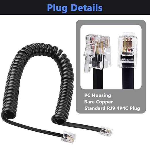 Telephone Handset Cord Detangler 2 Sets, 2 Pack Landline Handset Cord Cable (7.5Ft Uncoiled, 1.5 Ft Coiled) and 2 Pack Anti-Tangle Telephone Cord Untangler 360 Degree Rotating Swivel Cord