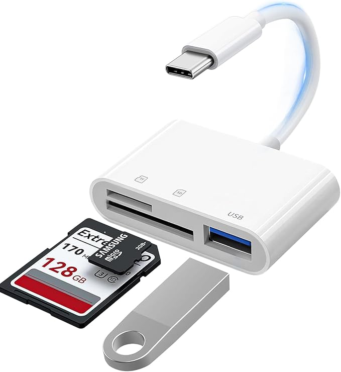 SD Card Reader for iPhone 15, USB-C to Micro SD Adapter for iPad/Mac Pro/Air, Type-C Camera Card Reader with USB-A Port – Works with iPhone 16 & Other Android USB-C Devices
