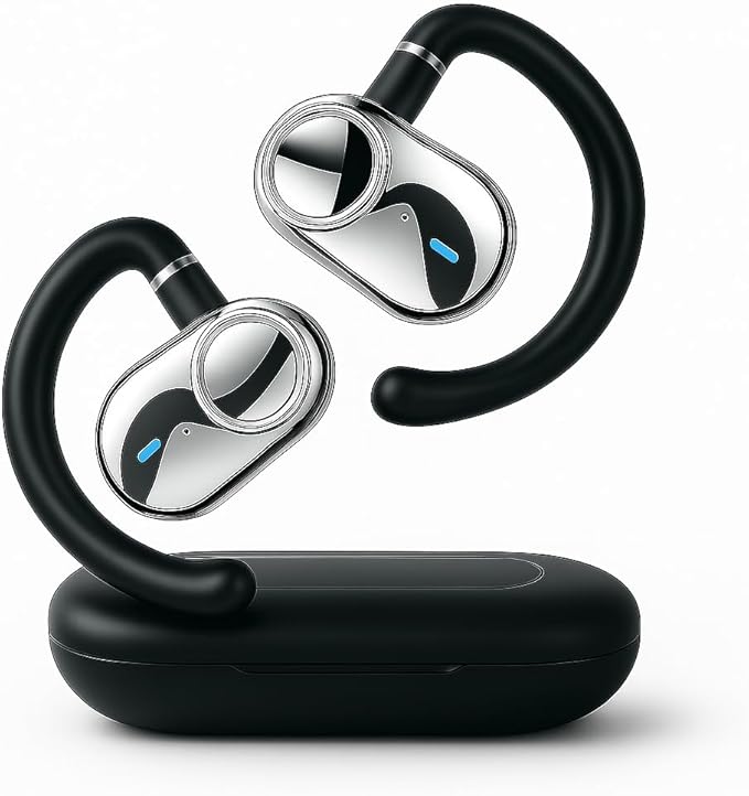 Open Ear Earbuds, Open Ear Headphones with 16mm Speakers, Bluetooth 5.4 Wireless, Biaxial Rotation, Lightweight, 20H Playtime, Over Ear Bluetooth Headphones for Running, Workout, IPX5 Waterproof