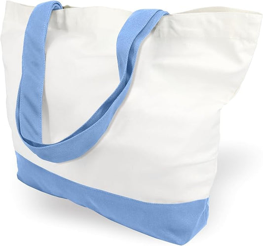 TOPDesign 3-Pack Super Strong Large 12oz Cotton Canvas Tote Bags, Reusable Grocery Shopping Cloth Bags, Fashionable Two-Tone Totes for Crafts, DIY Your Creative Designs