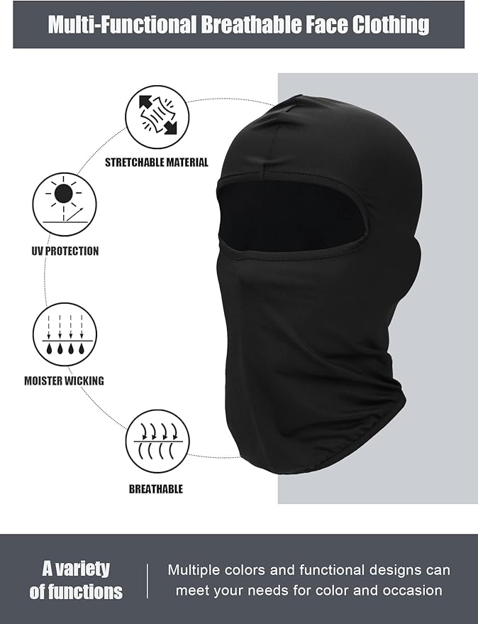 SATINIOR 9 Pcs Ski Mask Men Balaclava Pasa Montañas para Hombre Hood Protection Full Face Cover Cooling Neck Gaiter Bandana